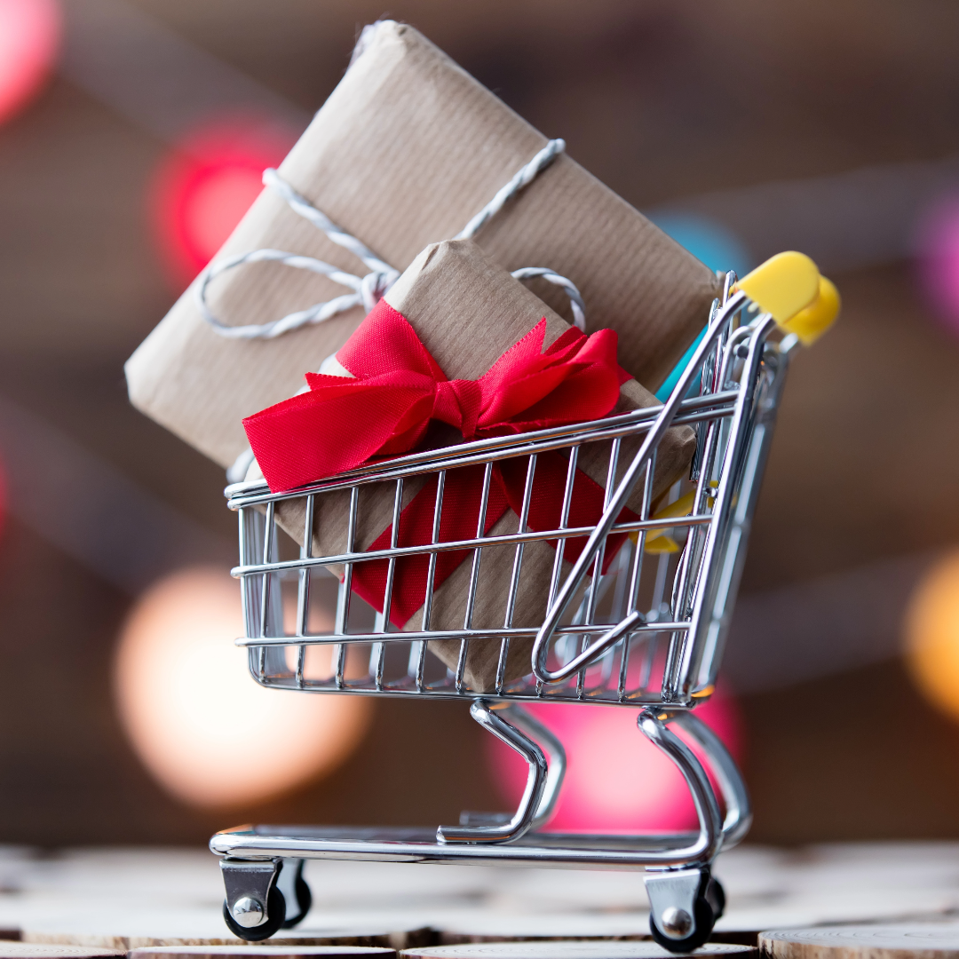 packages in a shopping cart