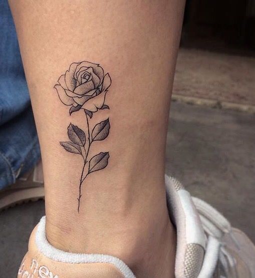 Tattoo of a Rose on an ankle