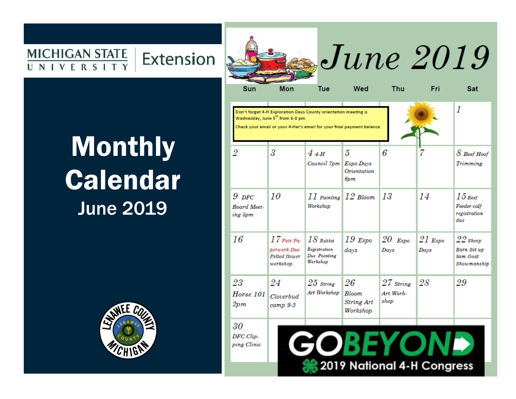 June 4H Calendar