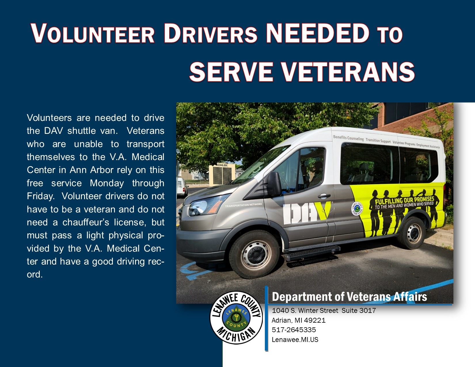 VA Seeking Drivers