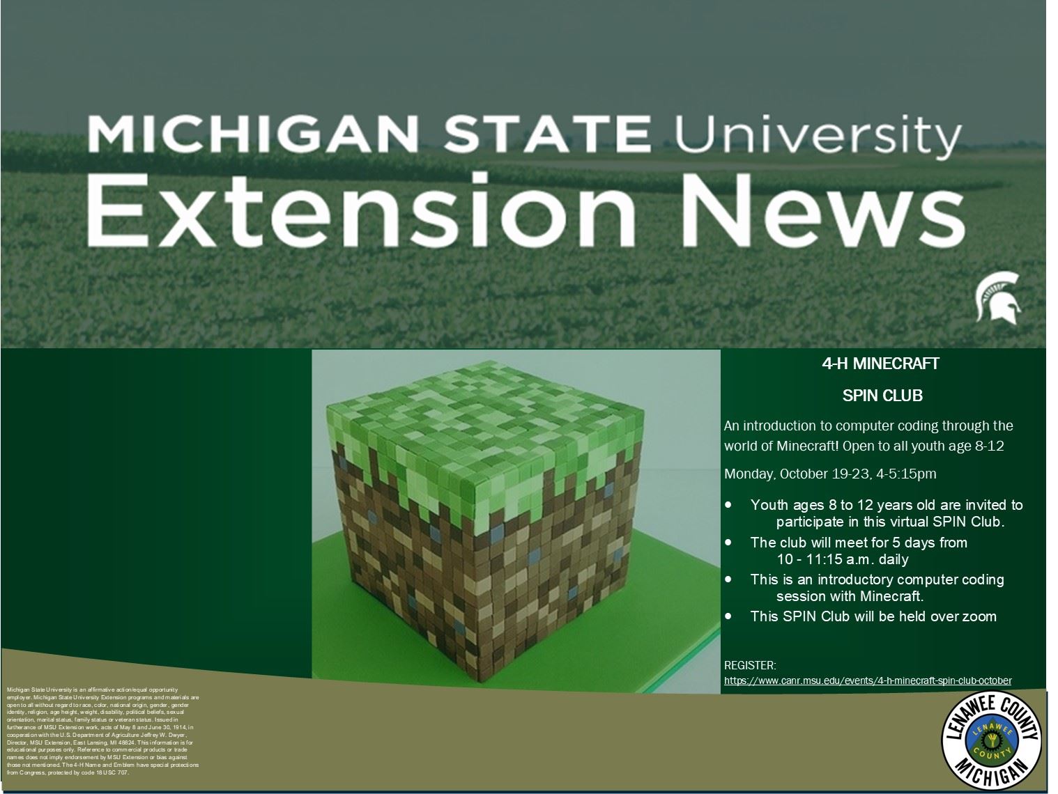 MSU Minecraft Flyer