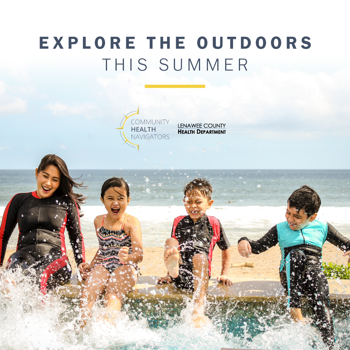 four kids splashing in the water with the words 