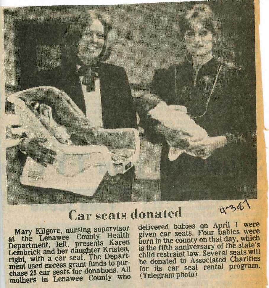 Car seats donated 1987