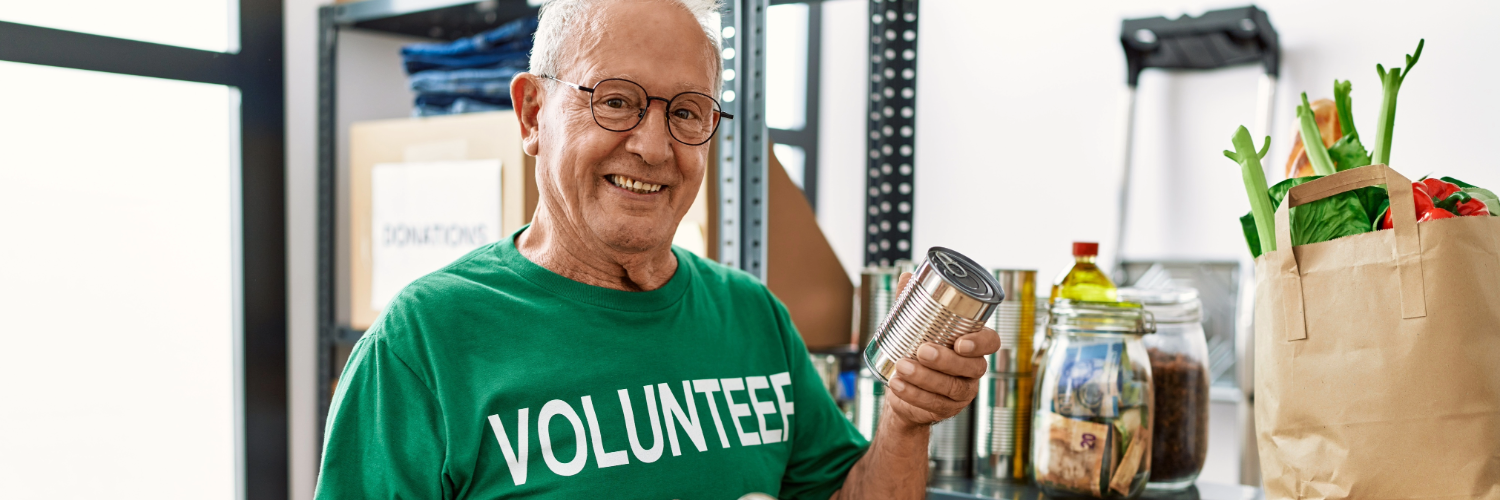 man in volunteer shirt
