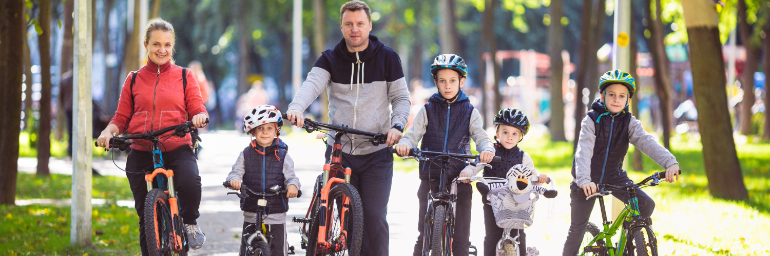 family on bicycles